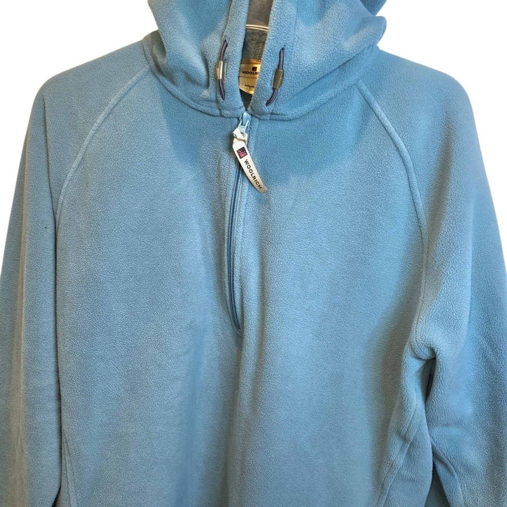 VTG Woolrich Fleece 1/4 Zip Pullover‎ Hoodie Jacket Top Sz Large Teal Blue - Picture 2 of 12